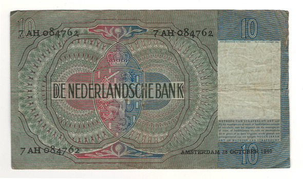 Netherlands: 1942 10 Gulden Banknote P-56
